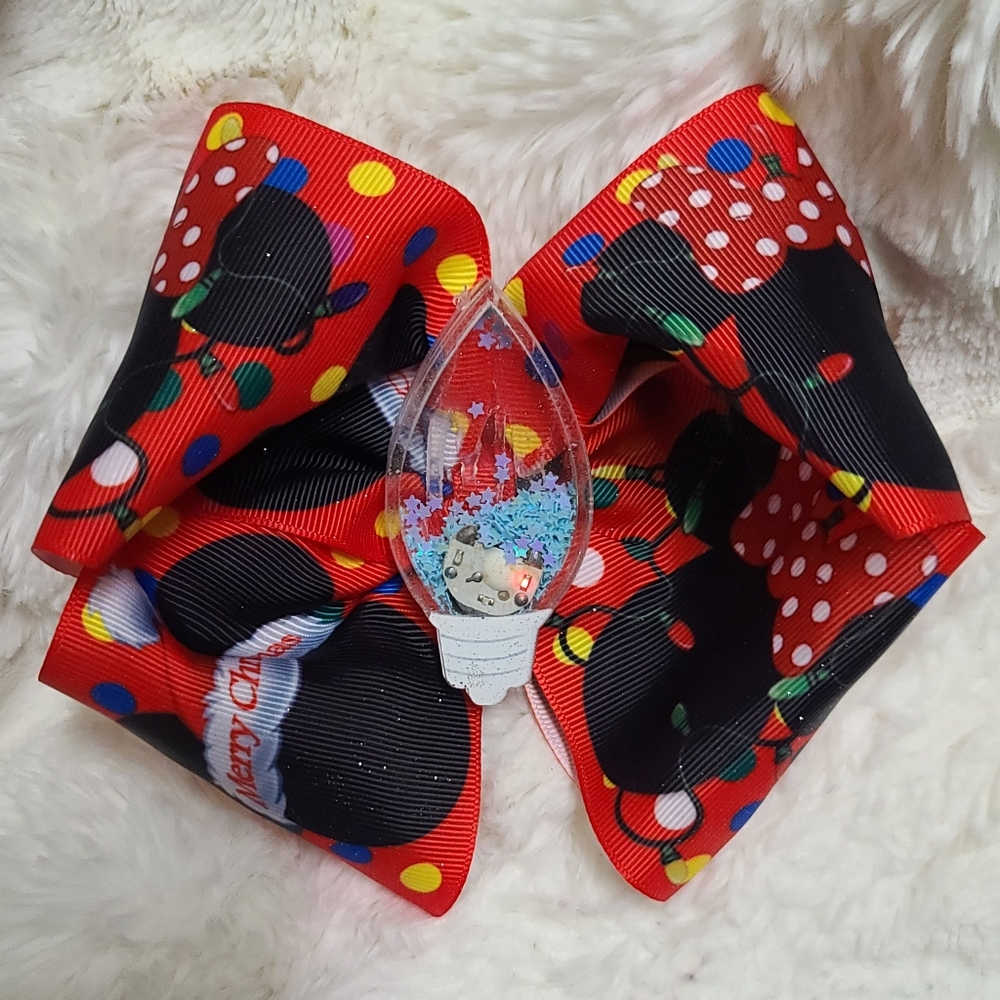Christmas lights jumbo hair bow